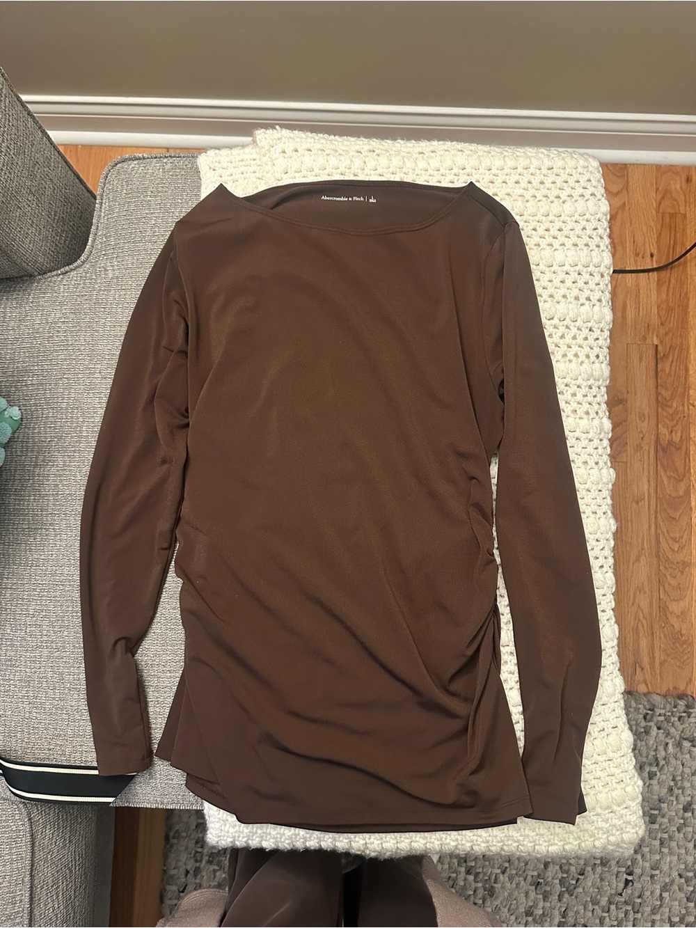 Abercrombie & Fitch Brown Long-Sleeve Crew Neck Top